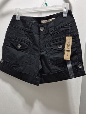 Dkny Black Stretch Cargo Jean Shorts